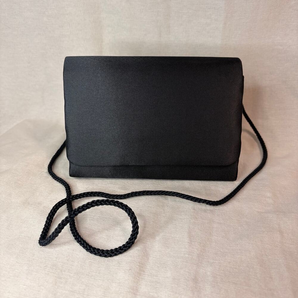Vintage Sasha New York Black Satin Evening Bag Handmade Clutch Purse